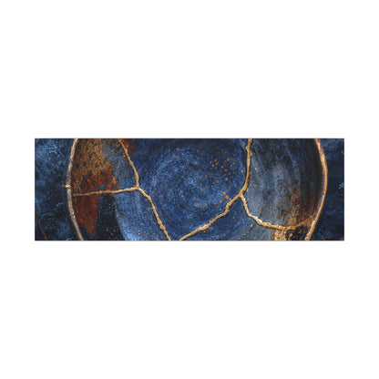 Kintsugi Ceramic Bowl in Moonlight | Crackle Gold Canvas Art