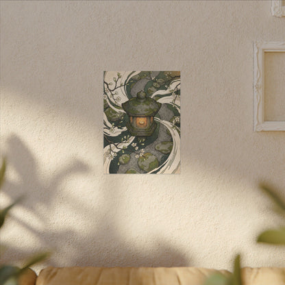 Zen Stone Lantern in Candlelight | Ukiyo E Inspired Canvas Art