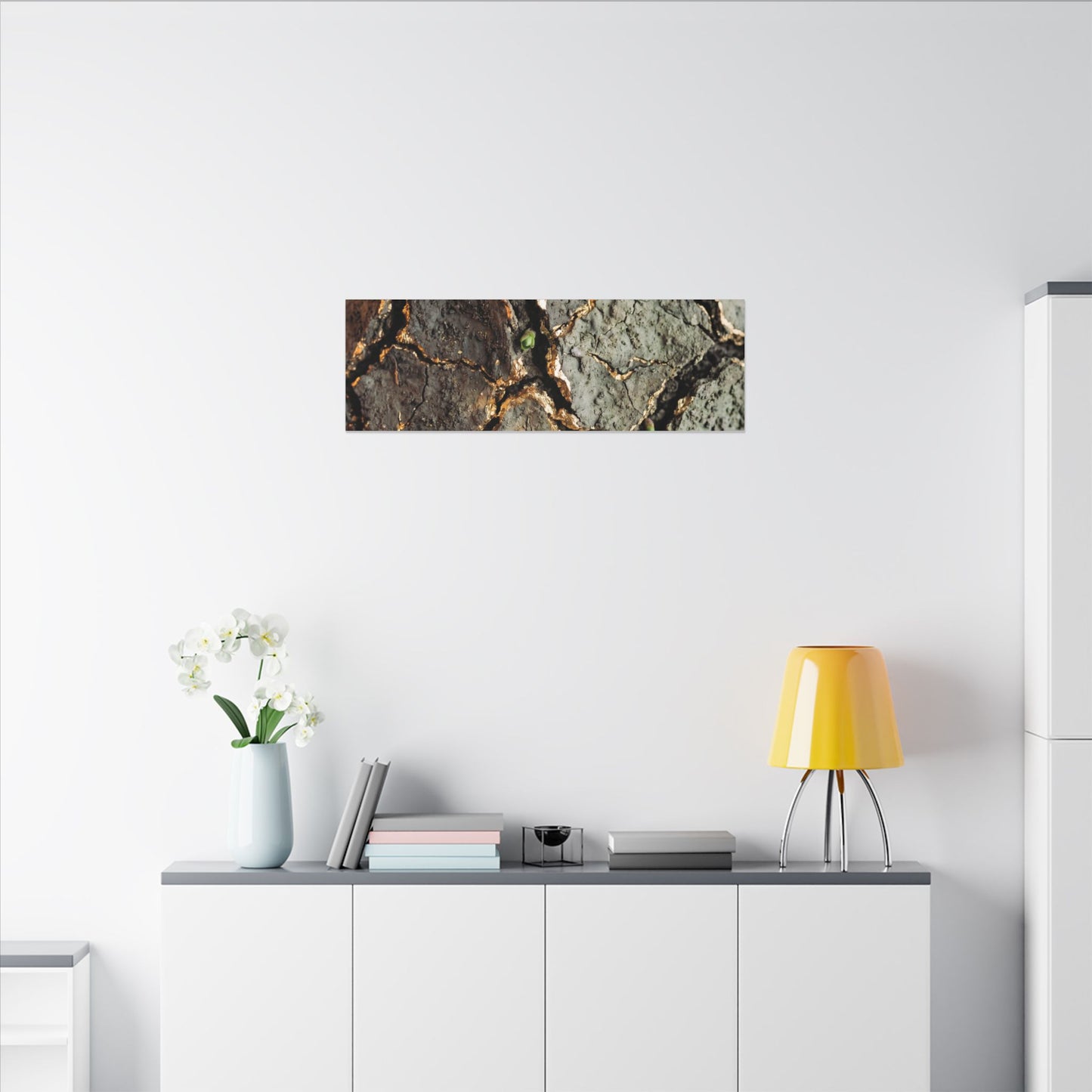 Earthy Cracked Earth Canvas Art - Japanese Pattern Japandi