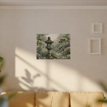Neutral Stone Lantern Canvas Art - Watercolor Japandi