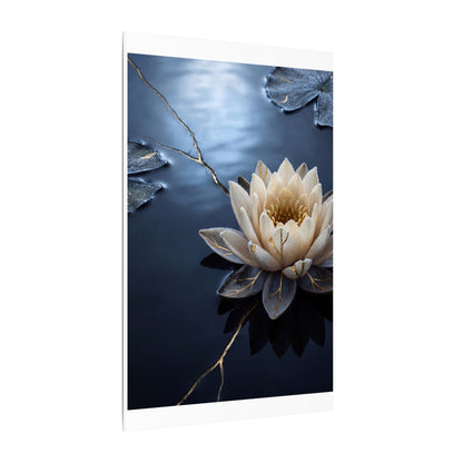 Beautiful Lotus Flower Canvas Art - Gold Vein Kintsugi