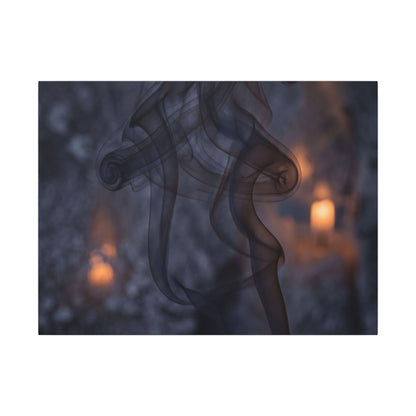 Incense Smoke Winter Canvas Art | Dark Japandi Sophisticated Design