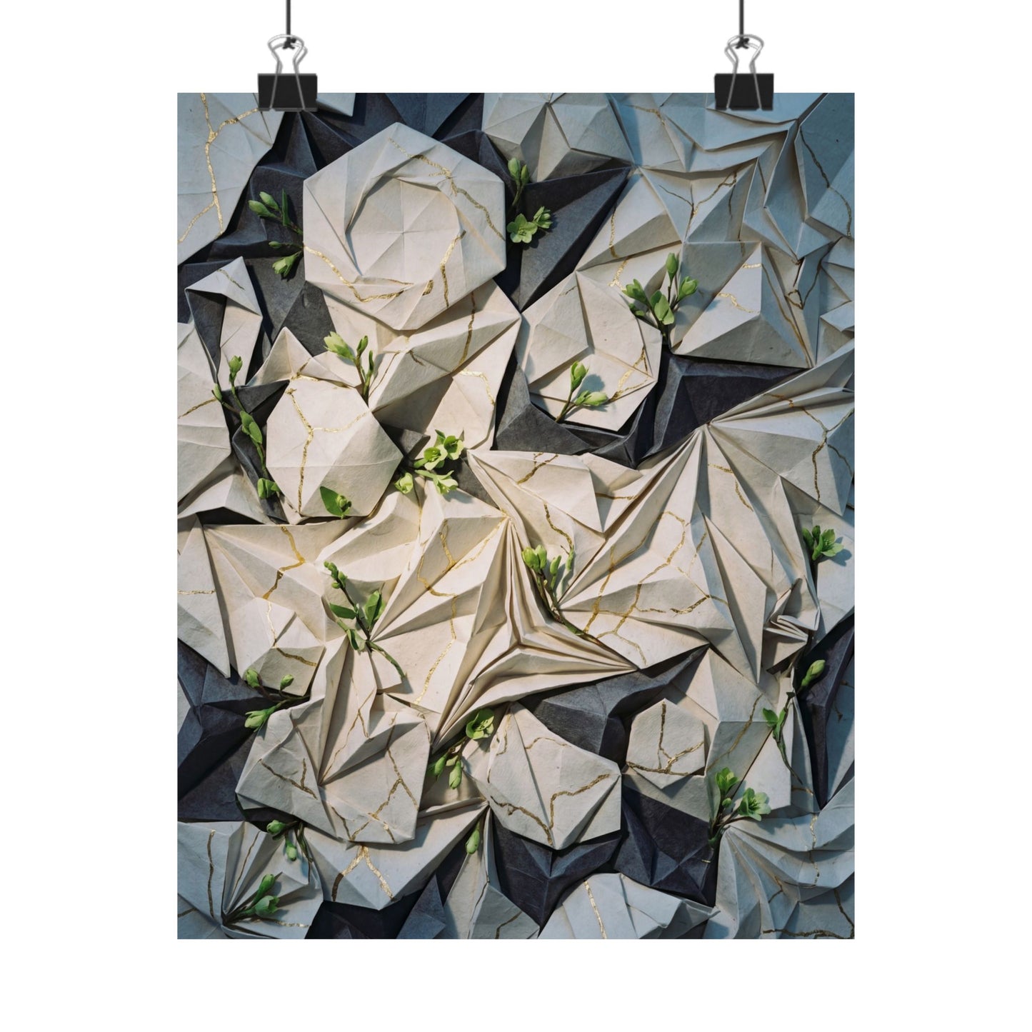 Paper Fold Gold Vein Wall Art Print | Resilient Kintsugi Art Art Print