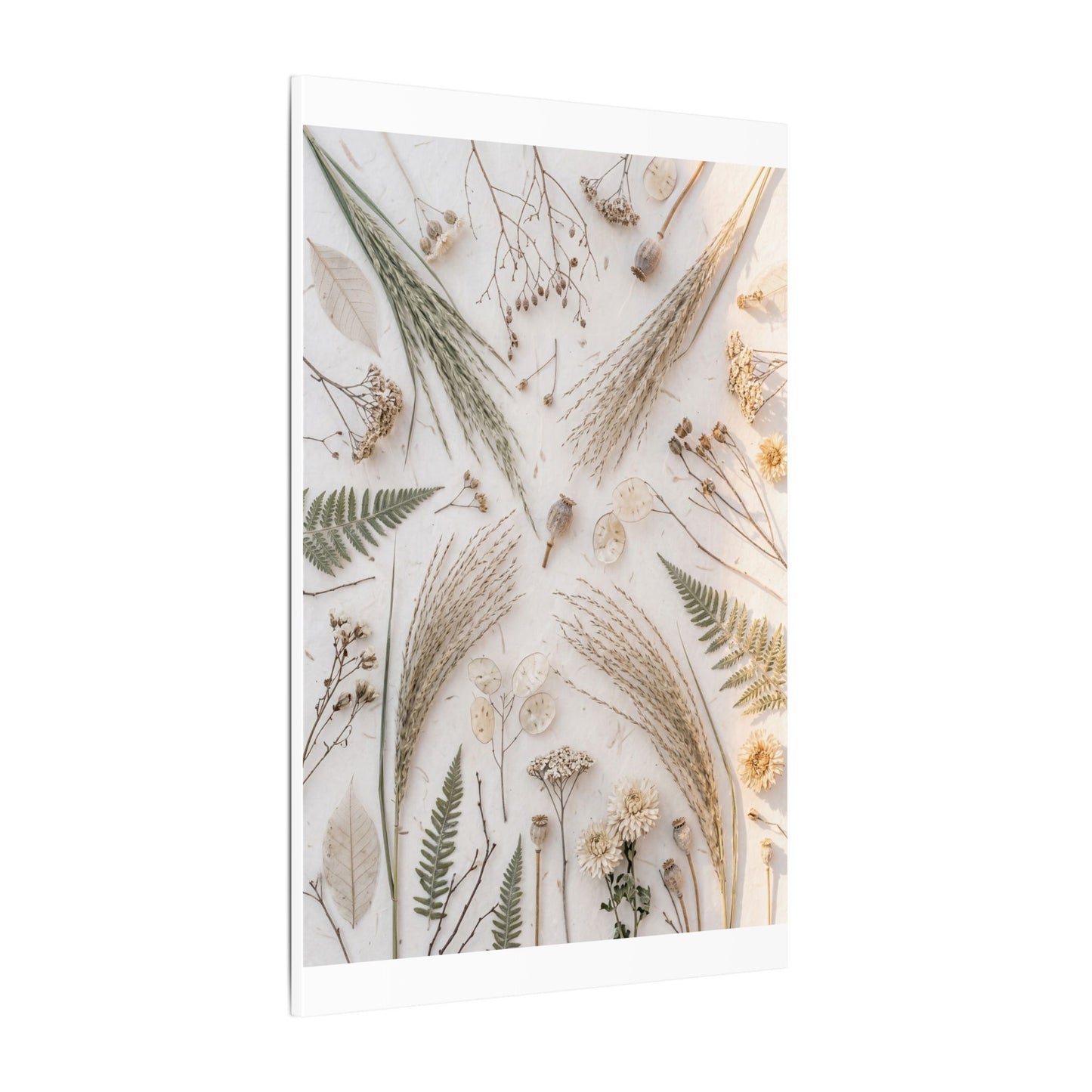 Elegant Dried Flowers Canvas Art - Japanese Pattern Japandi