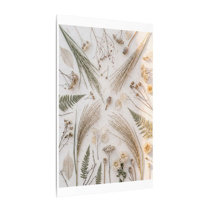 Elegant Dried Flowers Canvas Art - Japanese Pattern Japandi