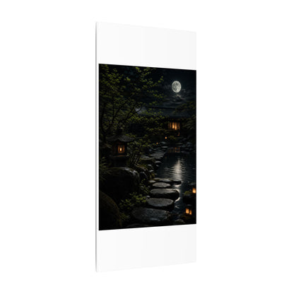 Moonlit Garden Shadow Zen Canvas Art | Sophisticated Dark Japandi Art