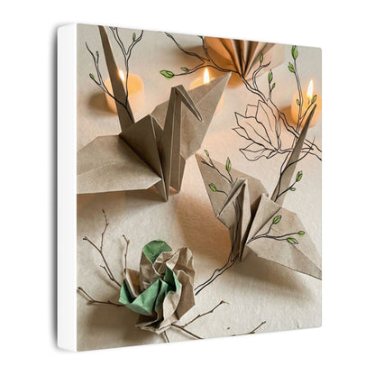 Paper Fold Spring Canvas Art | Japandi Earthy Design