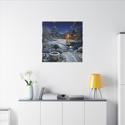 Moonlit Garden Winter Canvas Art | Kintsugi Artful Design