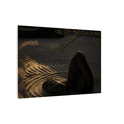 Ma Rock Garden Canvas Art - Dark Japandi Shadow Zen
