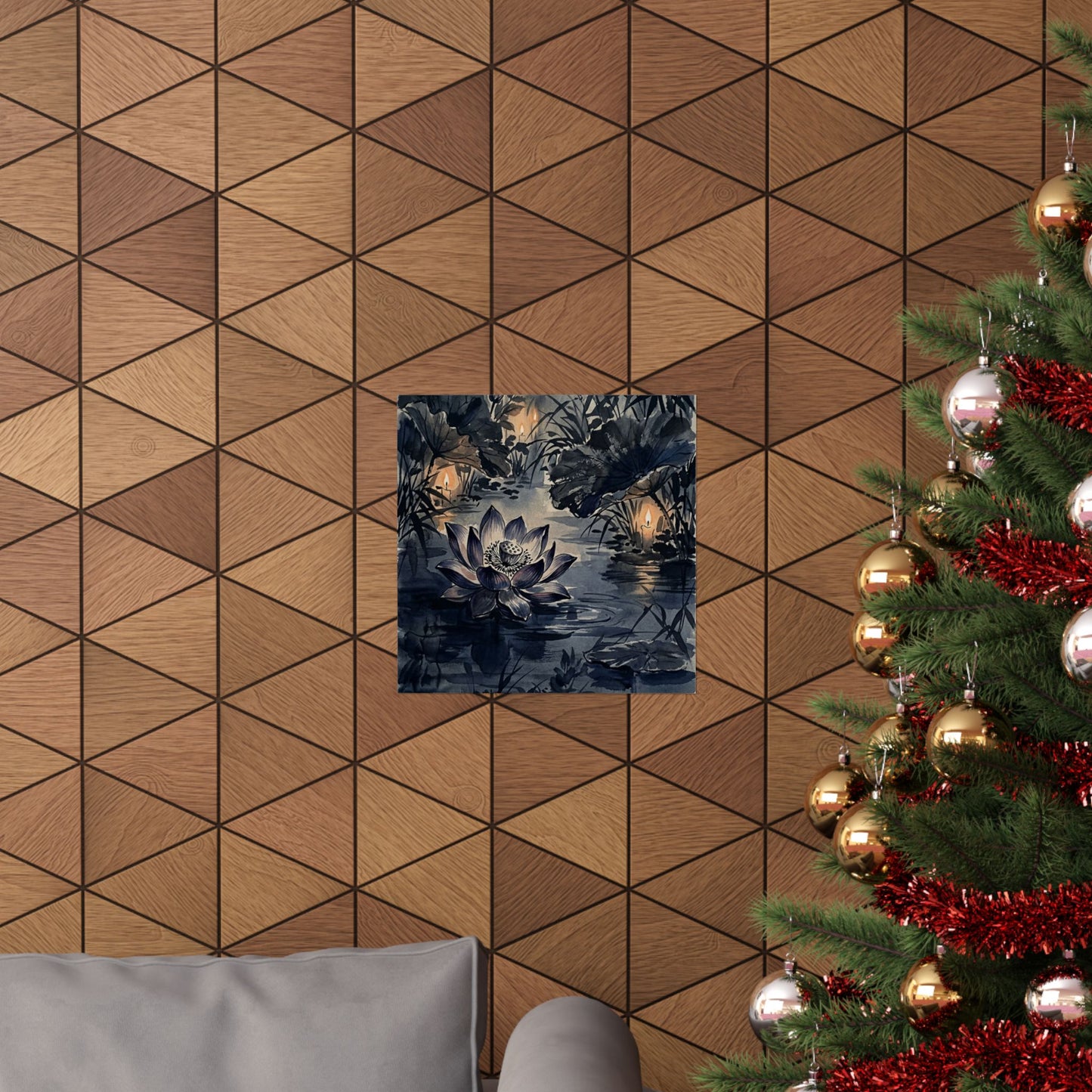 Candlelight Lotus Flower Wall Art Print - Zen Fukinsei