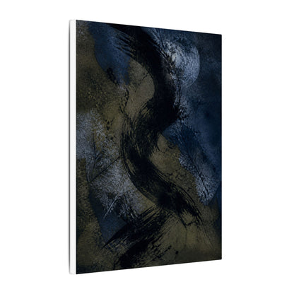 Shibui Ink Brushstroke Canvas Art - Dark Japandi Dark Texture