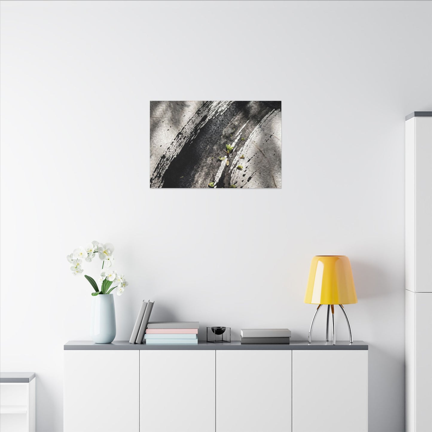 Ink Brushstroke Canvas Art | Spring Dark Japandi Moody Minimal Art