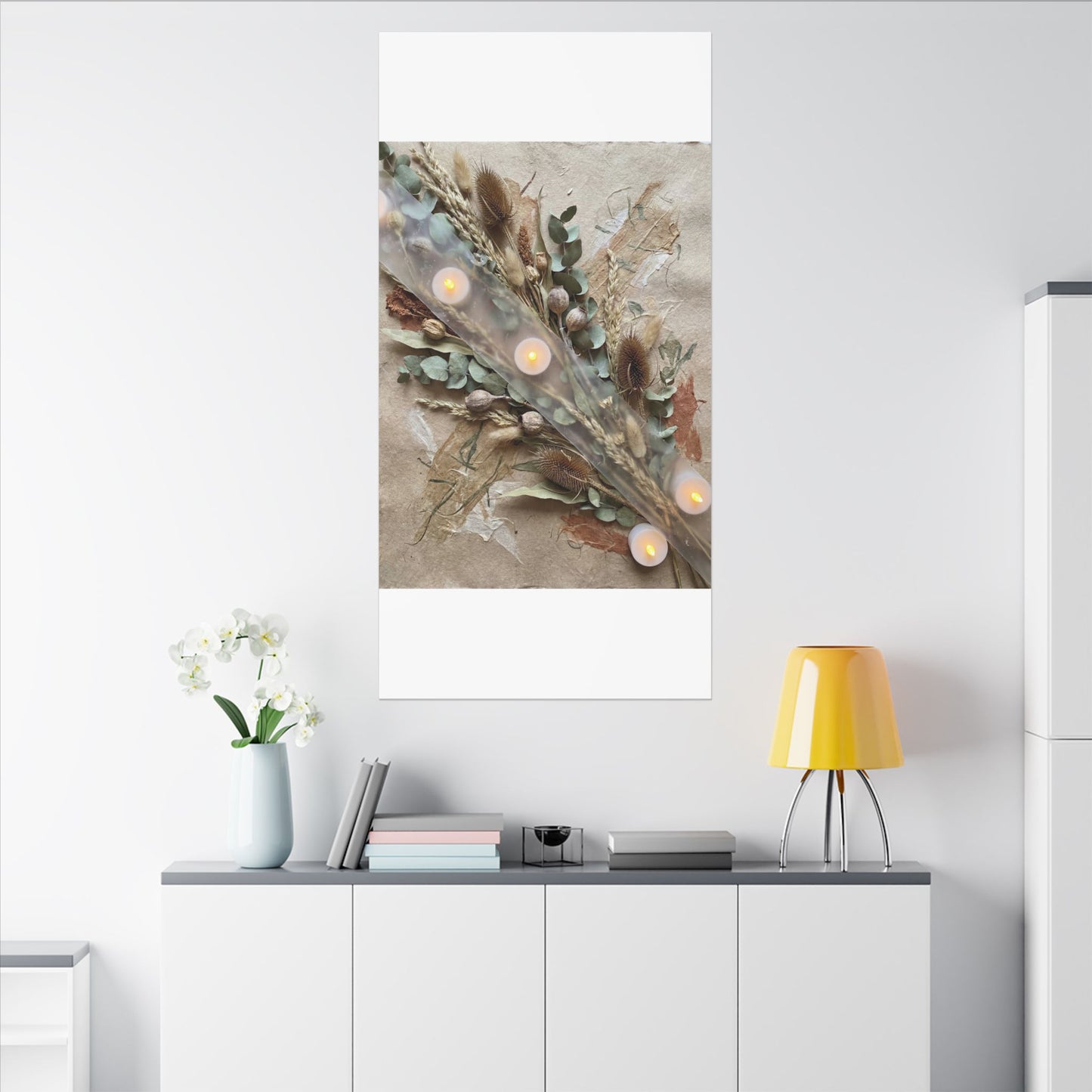Candlelight Dried Flowers Canvas Art - Japandi Kanso