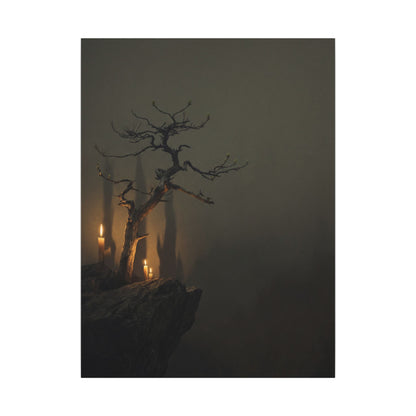 Ma Pine Tree Canvas Art - Dark Japandi Shadow Zen