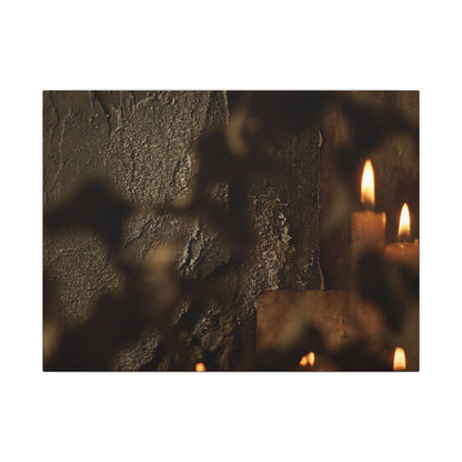 Shadow Play Dark Texture Canvas Art | Moody Dark Japandi Art