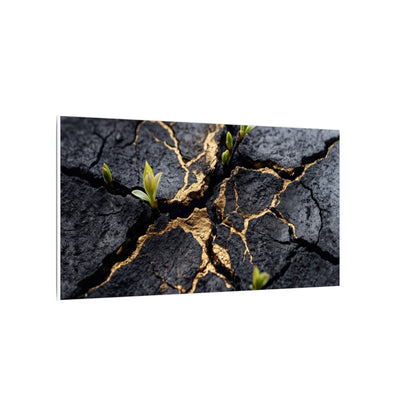 Ma Cracked Earth Canvas Art - Dark Japandi Charcoal Ink