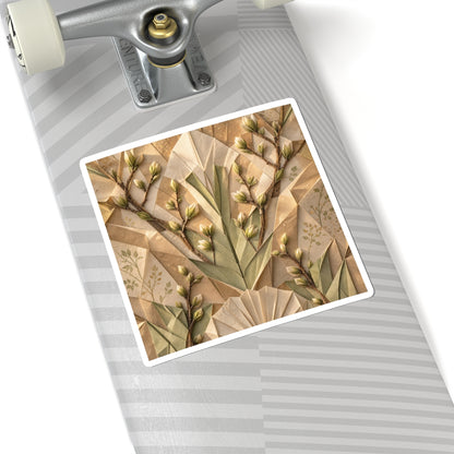 Earthy Paper Fold Sticker - Japanese Pattern Japandi