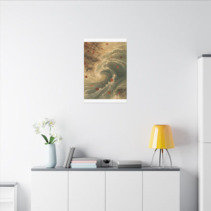 Japandi Ocean Wave in Candlelight | Japanese Pattern Canvas Art