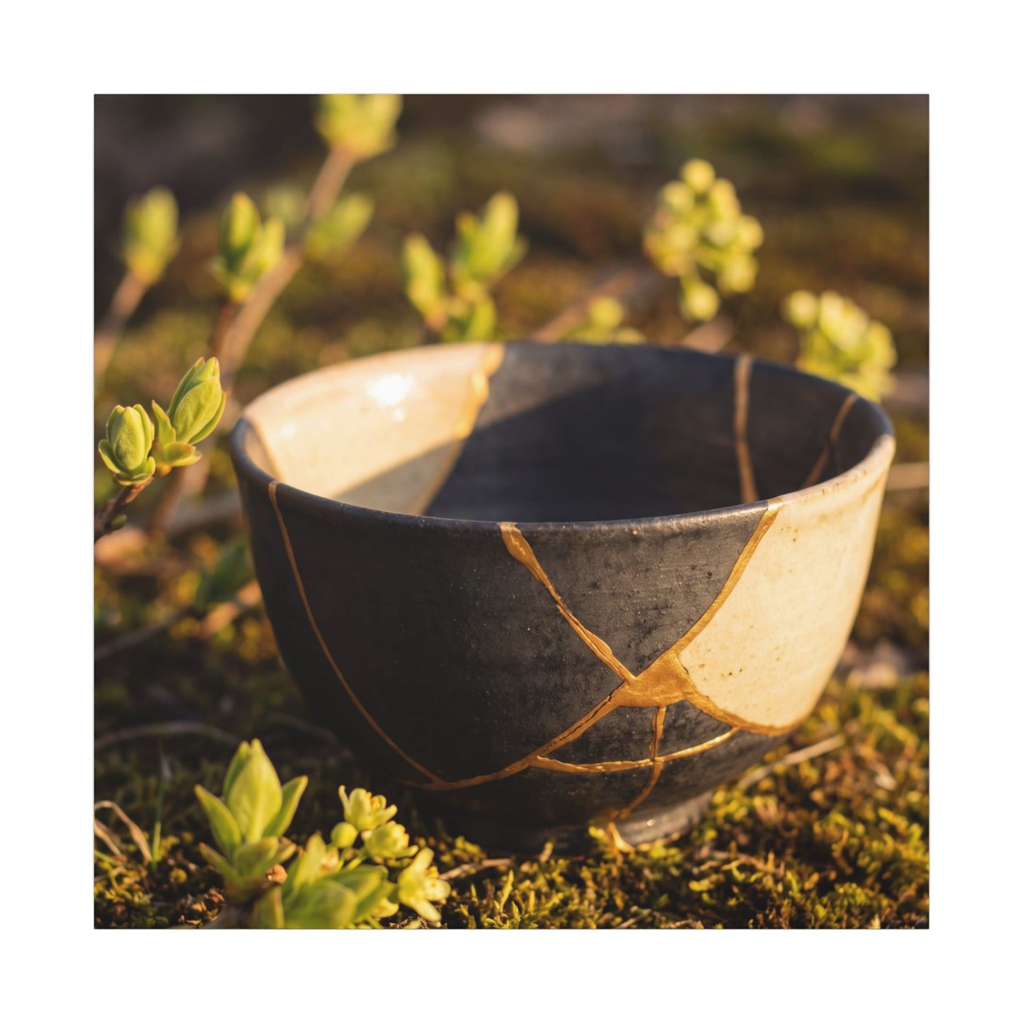 Seijaku Broken Pottery Canvas Art - Kintsugi Gold Repair
