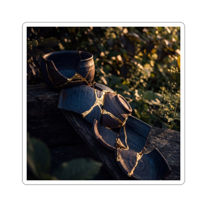 Golden Hour Broken Pottery Sticker - Dark Japandi Mono No Aware