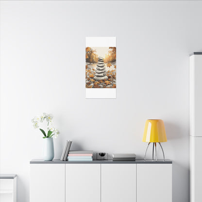 Earthy River Stones Canvas Art - Minimal Line Japandi