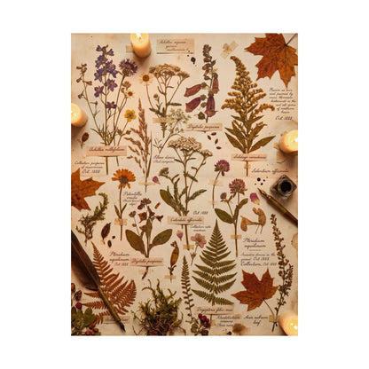 Autumn Dried Flowers Herbarium Wall Art Print | Earthy Decor