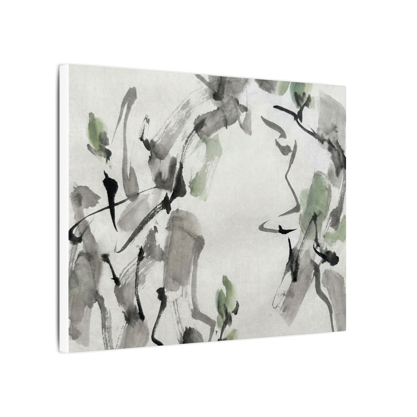 Zen Ink Brushstroke in Overcast | Sumi E Canvas Art