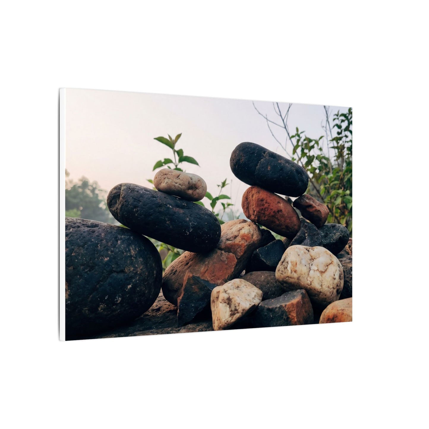 River Stones Canvas Art | Spring Kintsugi Broken Beauty Art