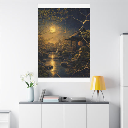 Spring Moonlit Garden Gold Vein Canvas Art | Resilient Decor