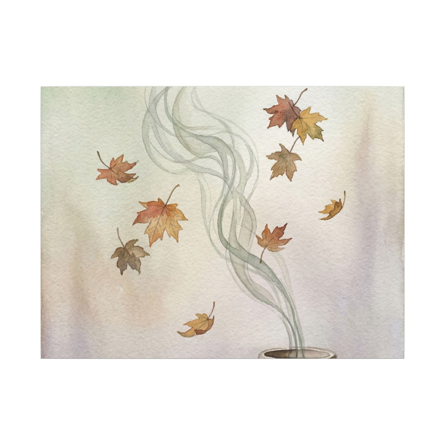 Incense Smoke Canvas Art | Autumn Japandi Watercolor Art Art Print