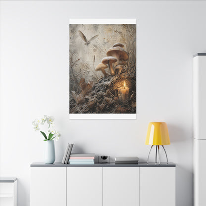 Wild Mushrooms Texture Canvas Art | Elegant Japandi Art