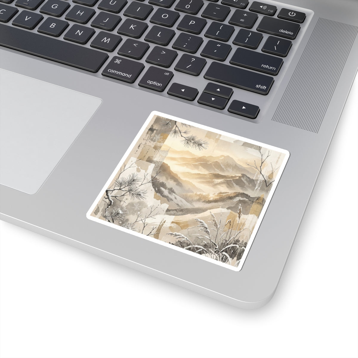 Winter Mountain Mist Japanese Pattern Sticker | Cozy Decor Art Print