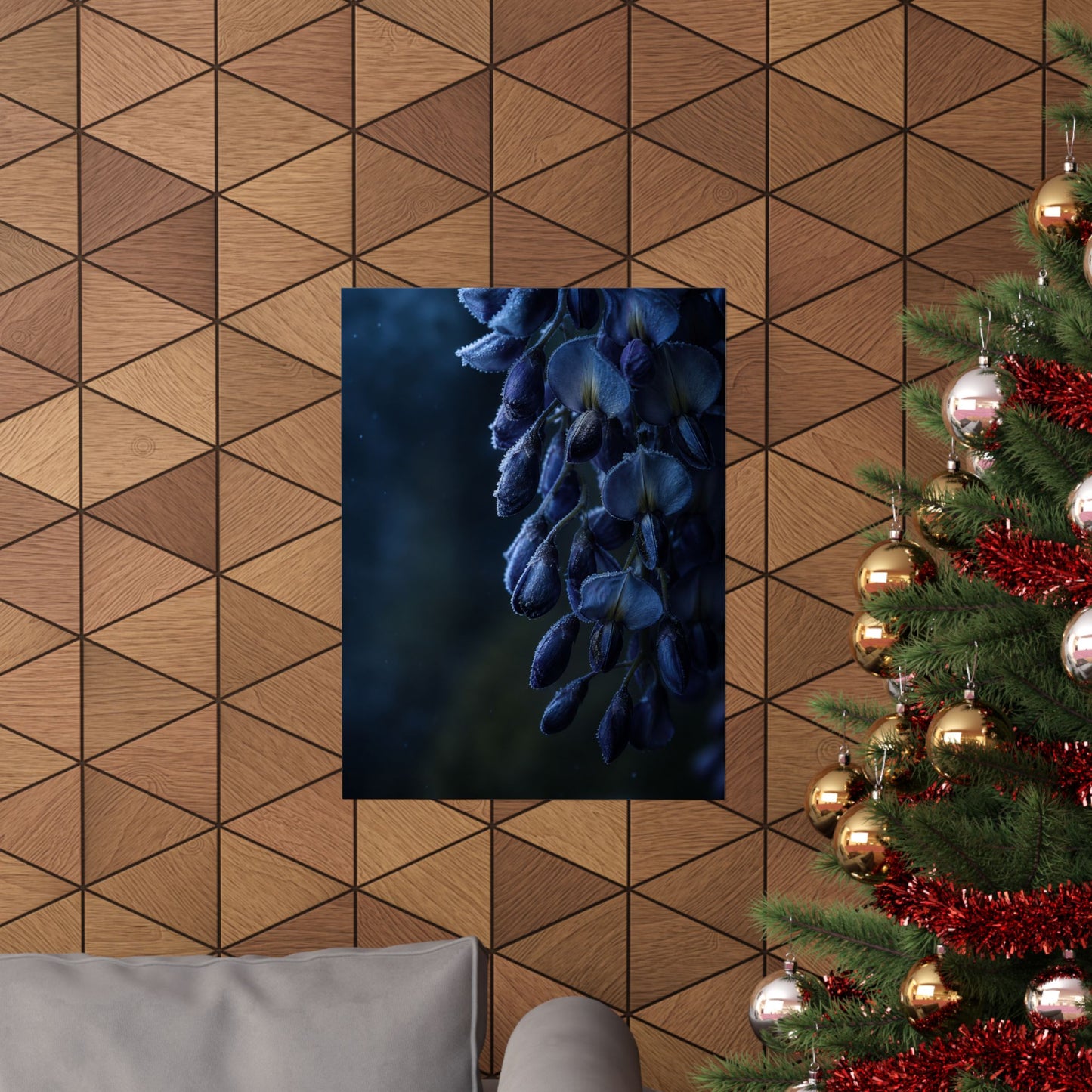 Wisteria Shadow Zen Wall Art Print | Sophisticated Dark Japandi Art