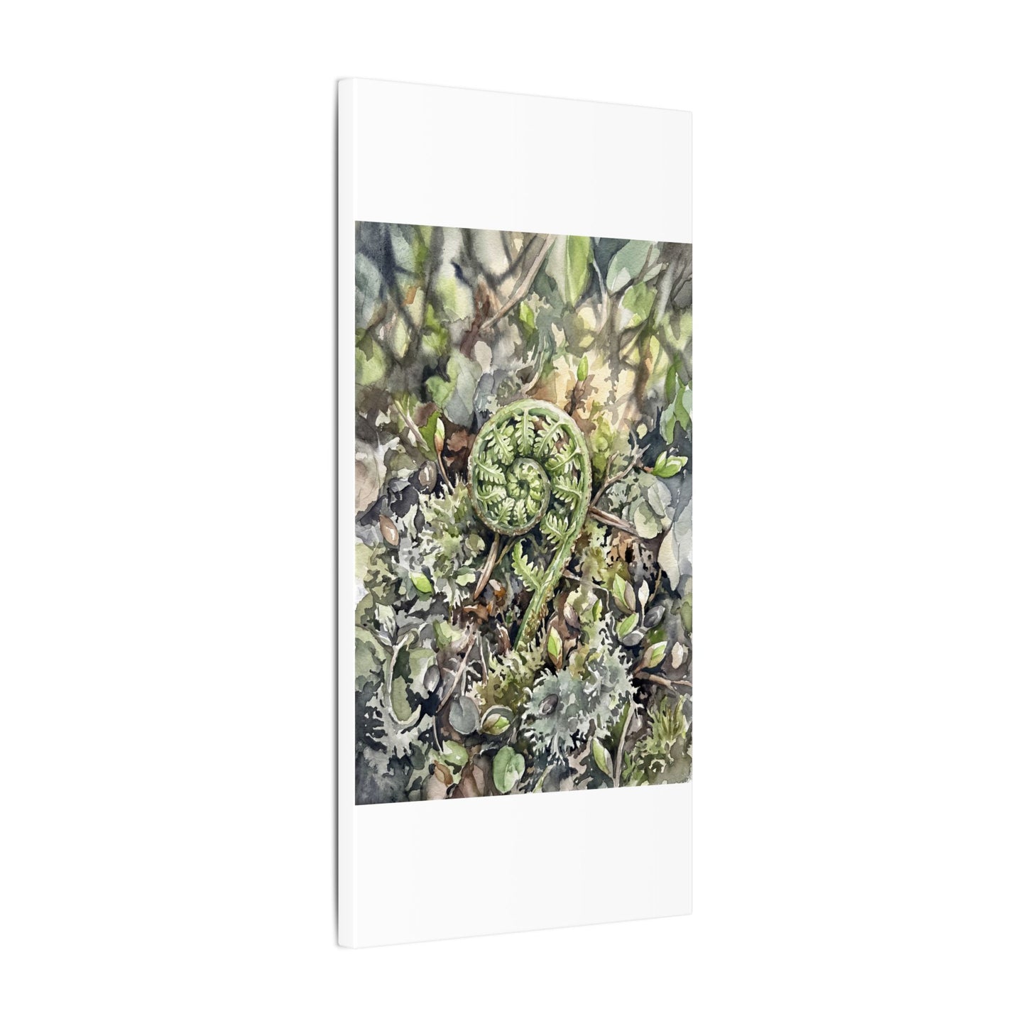 Fern Unfurling Spring Canvas Art | Japandi Neutral Design