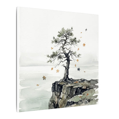 Japandi Pine Tree in Overcast | Watercolor Canvas Art
