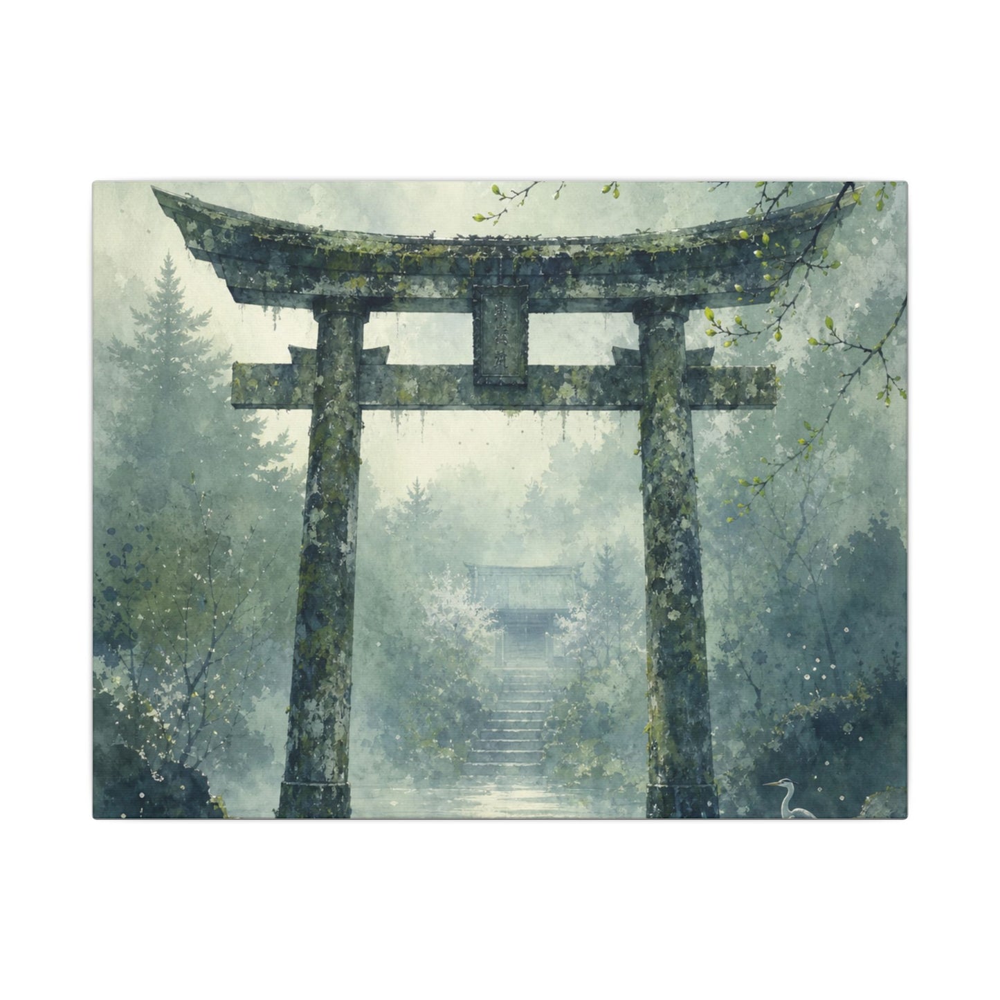 Earthy Torii Gate Canvas Art - Watercolor Japandi