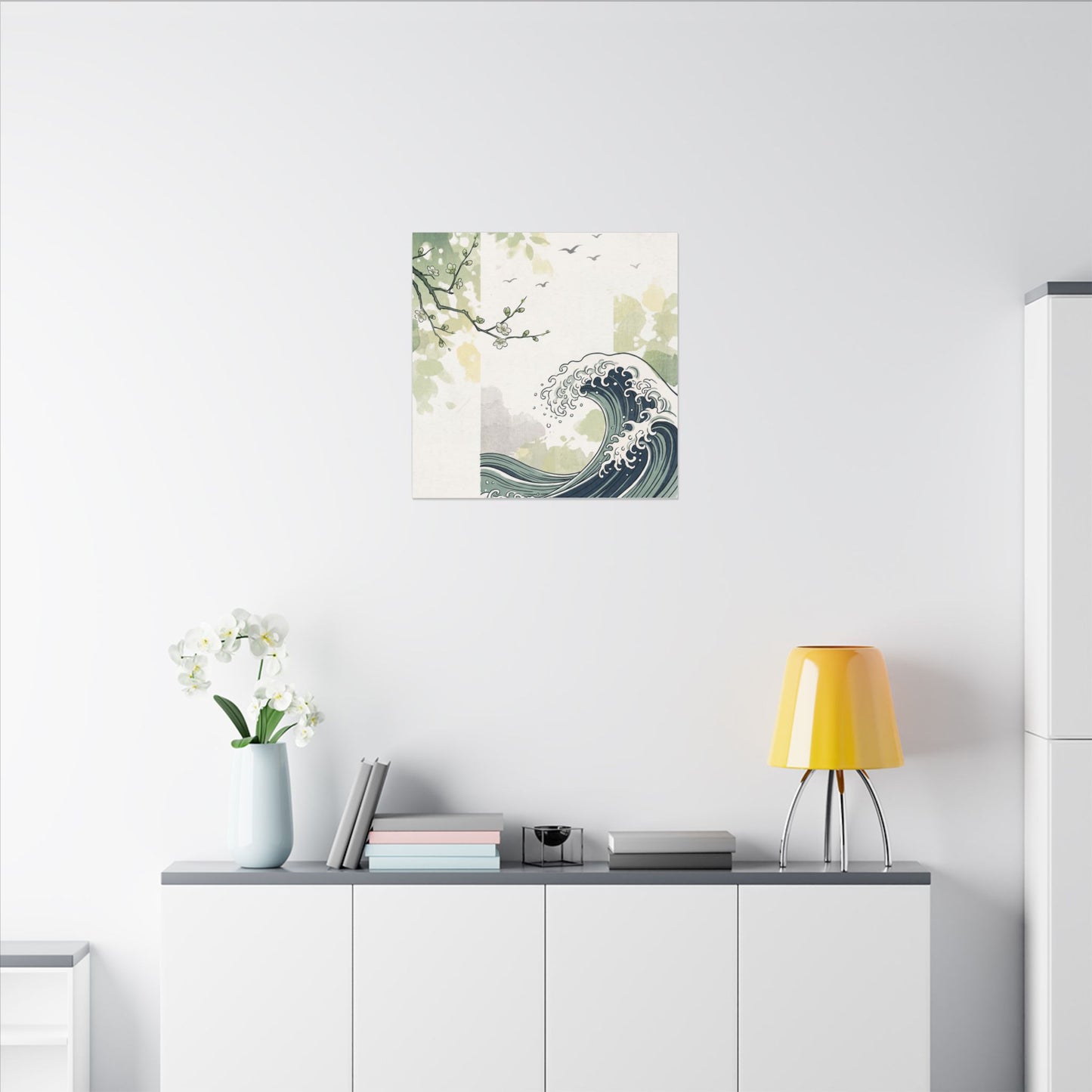 Spring Ocean Wave Ukiyo E Inspired Canvas Art | Serene Decor