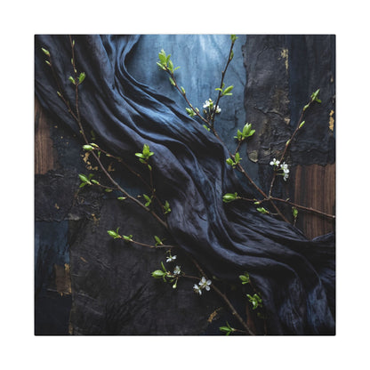 Spring Silk Drape Dark Texture Canvas Art | Atmospheric Decor