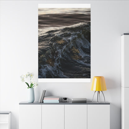 Dark Japandi Ocean Wave in Dawn | Moody Minimal Canvas Art