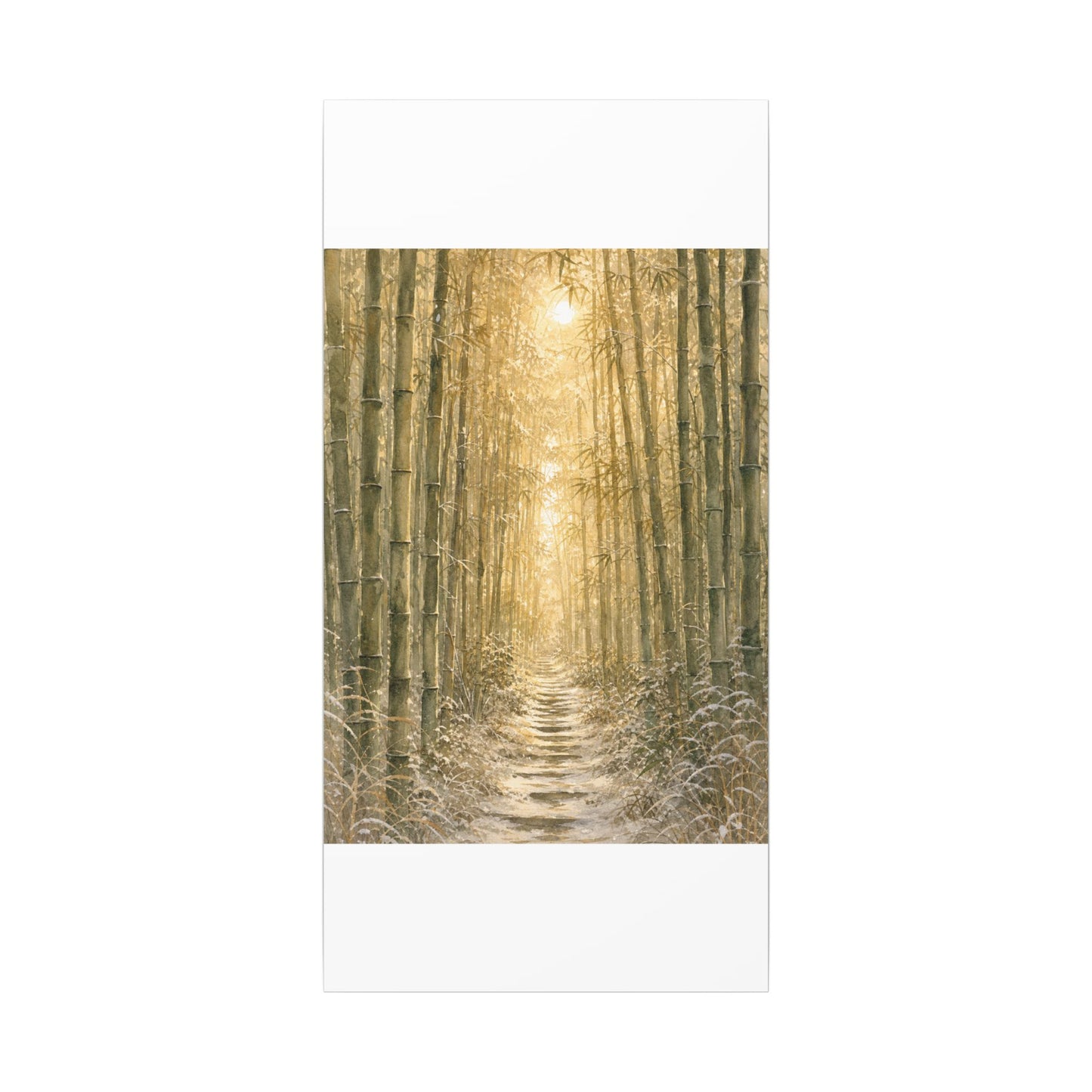 Bamboo Grove Winter Canvas Art | Japandi Elegant Design