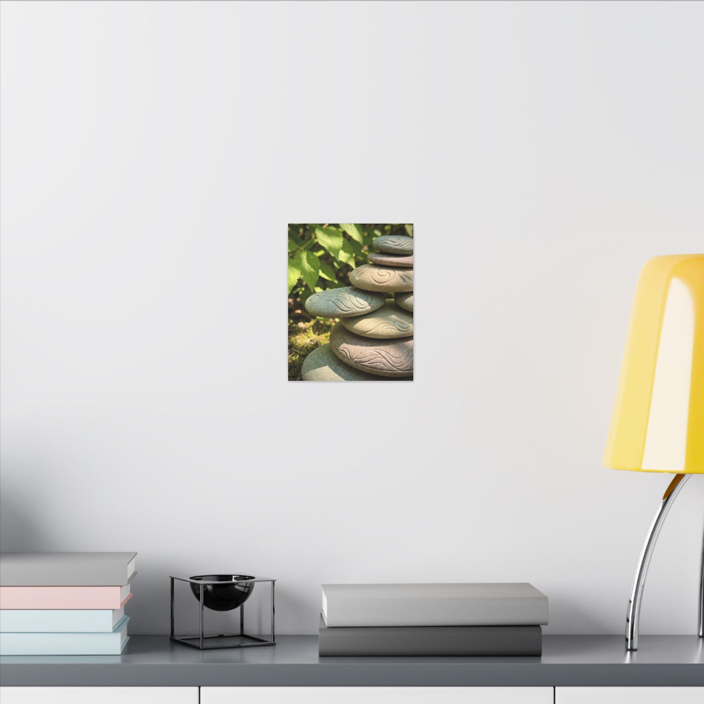 River Stones Summer Canvas Art | Japandi Earthy Design