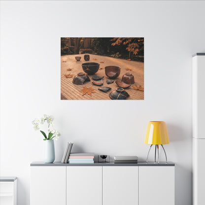 Golden Hour Tea Ceremony Canvas Art - Kintsugi Shibui