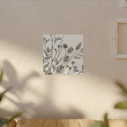 Dried Flowers Canvas Art | Summer Japandi Watercolor Art