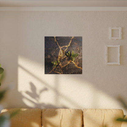 Rust Patina Gold Repair Canvas Art | Resilient Kintsugi Art