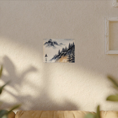 Mountain Mist Canvas Art | Winter Zen Ukiyo E Inspired Art