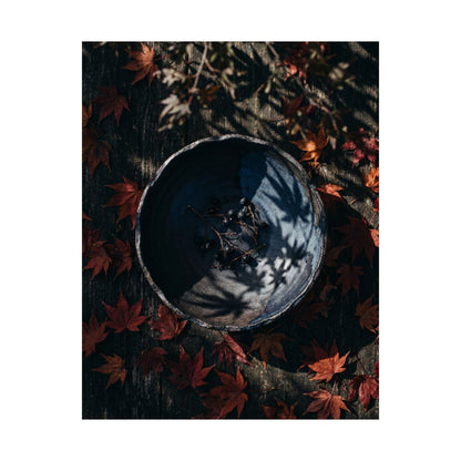 Kanso Ceramic Bowl Wall Art Print - Dark Japandi Shadow Zen