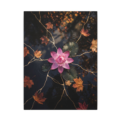 Ma Lotus Flower Canvas Art - Kintsugi Gold Vein
