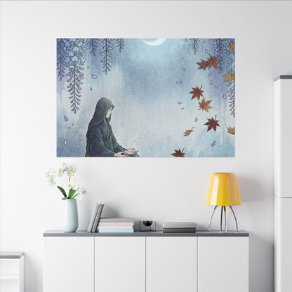 Zen Wisteria in Moonlight | Ukiyo E Inspired Canvas Art