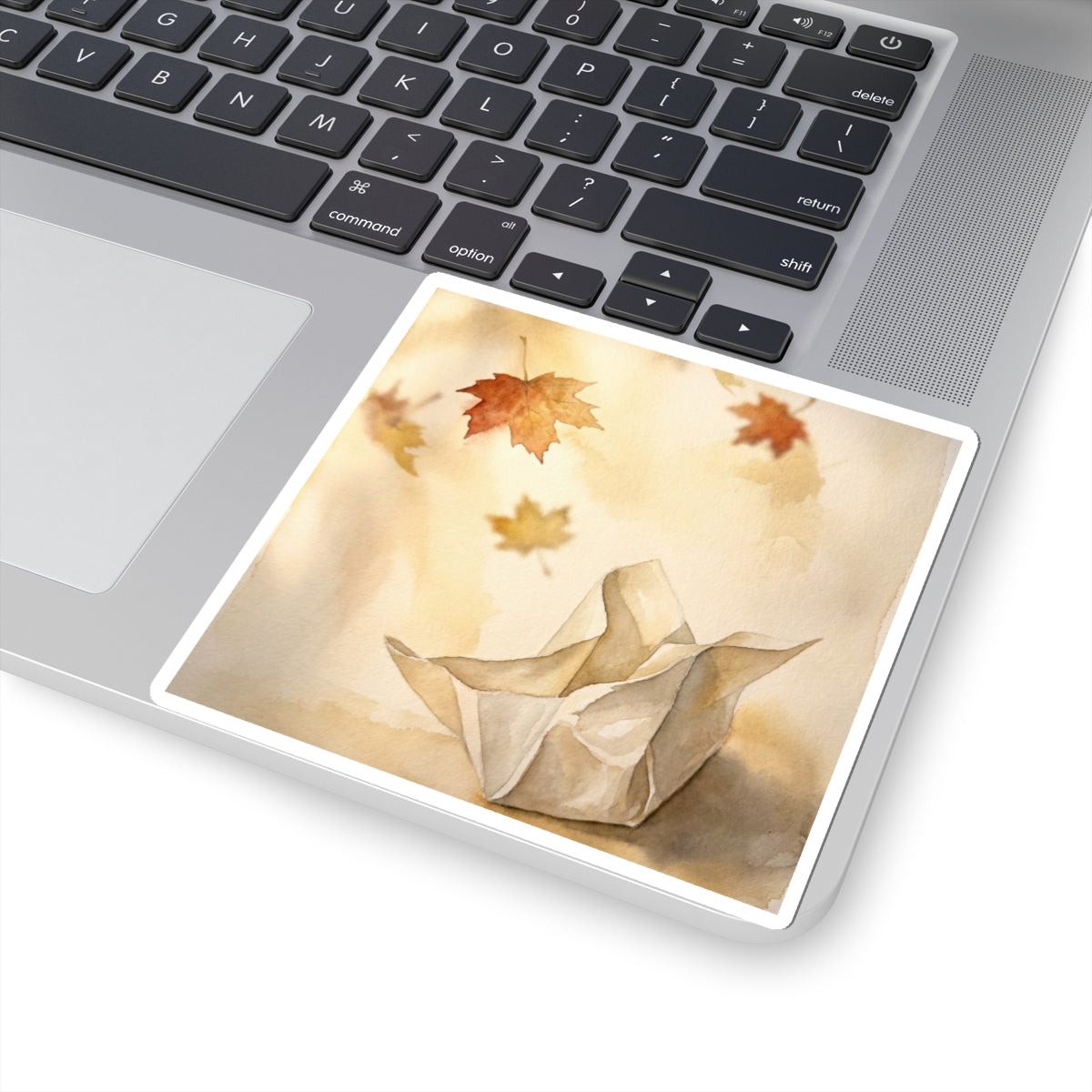 Paper Fold Autumn Sticker | Japandi Elegant Design Art Print