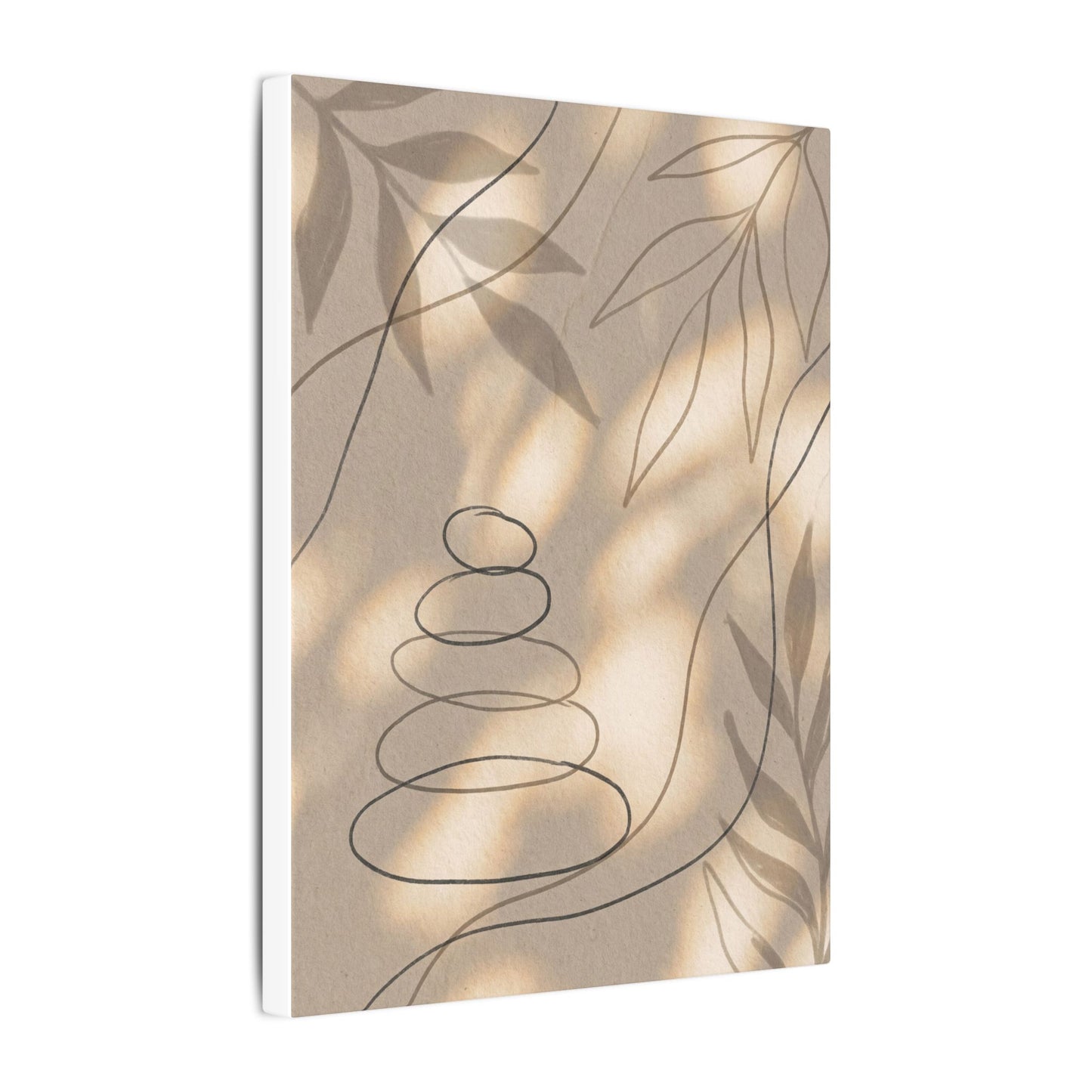 River Stones Minimal Line Canvas Art | Earthy Japandi Art
